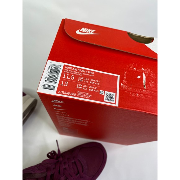 NWB Nike Air Span‎ 2 Premium, Bordeaux/ Desert Sand, Sz 11.5 - Picture 6 of 8